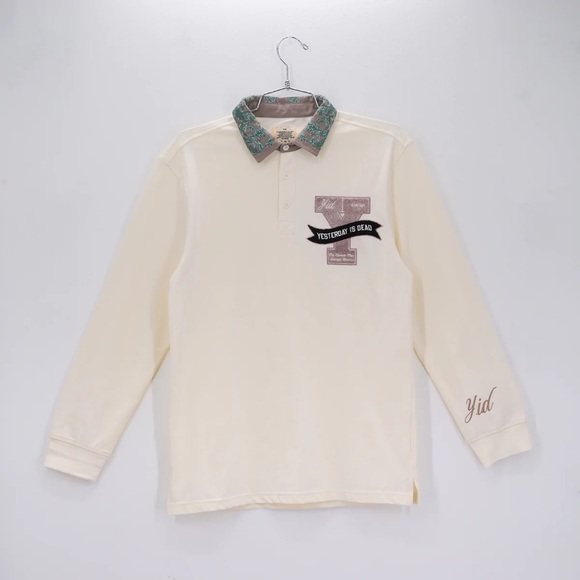 New Yesterday is Dead YID Botanical Rigby Cream Collared Longsleeve Shirt Medium - Picture 5 of 13